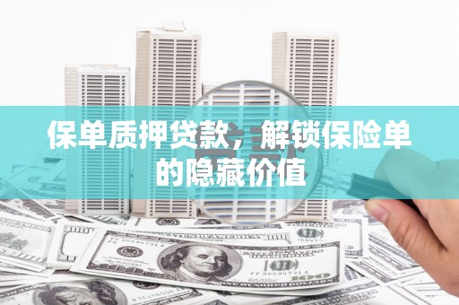 寻甸保单质押贷款，解锁保险单的隐藏价值