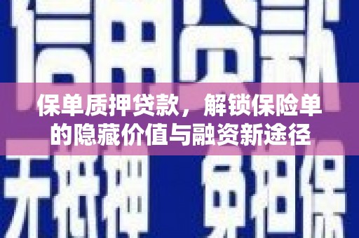寻甸保单质押贷款，解锁保险单的隐藏价值与融资新途径