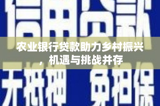 寻甸农业银行贷款助力乡村振兴，机遇与挑战并存