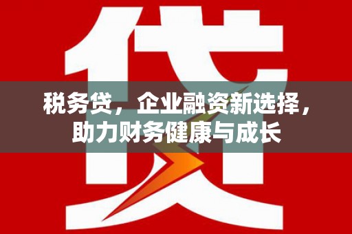 寻甸税务贷，企业融资新选择，助力财务健康与成长